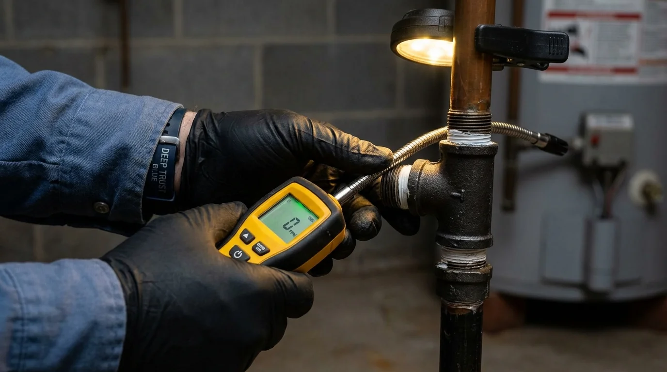 Gas leak detection with electronic sniffer by Johns Plumbing LLC in Bryson City