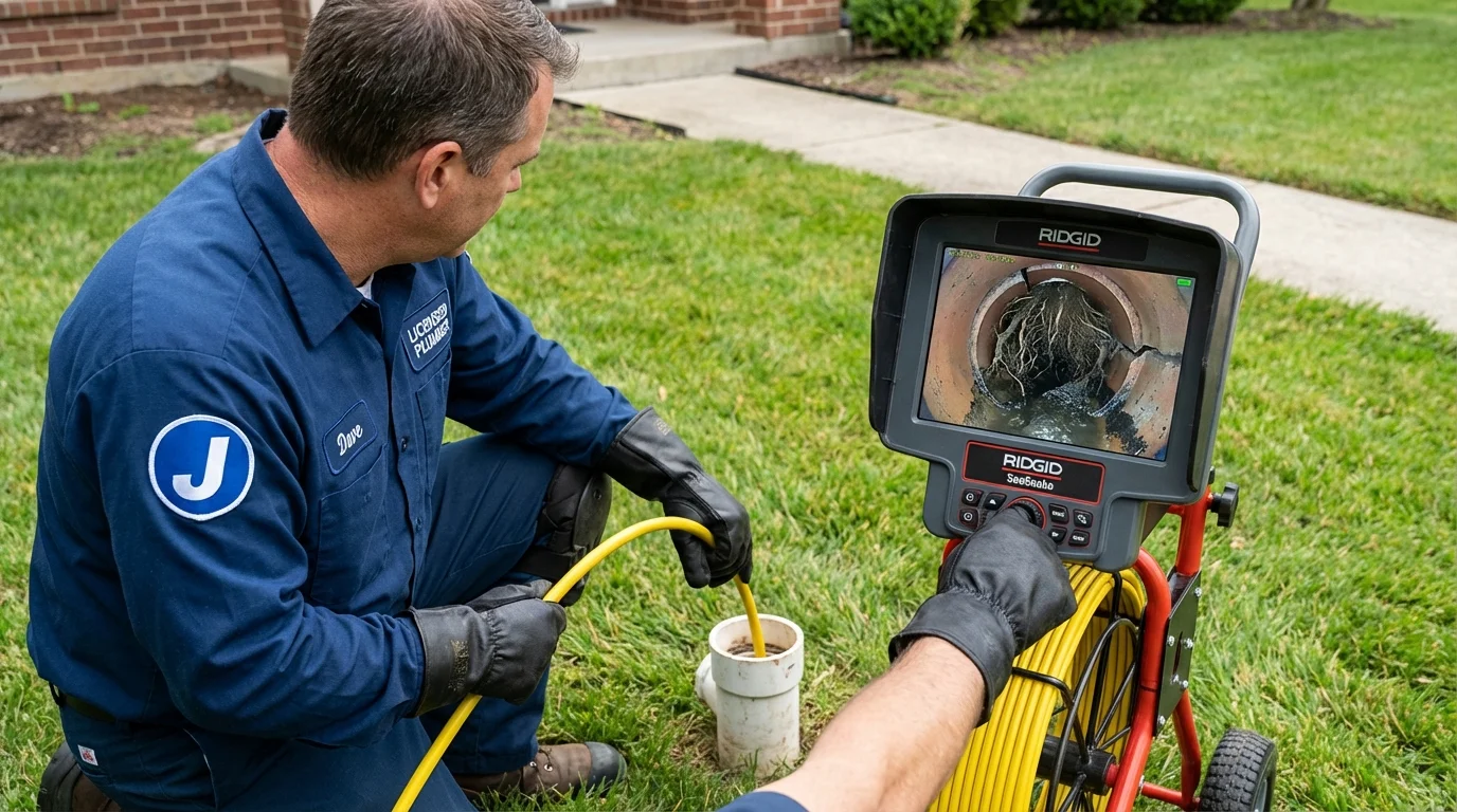 Sewer camera inspection being performed by Johns Plumbing LLC in Bryson City
