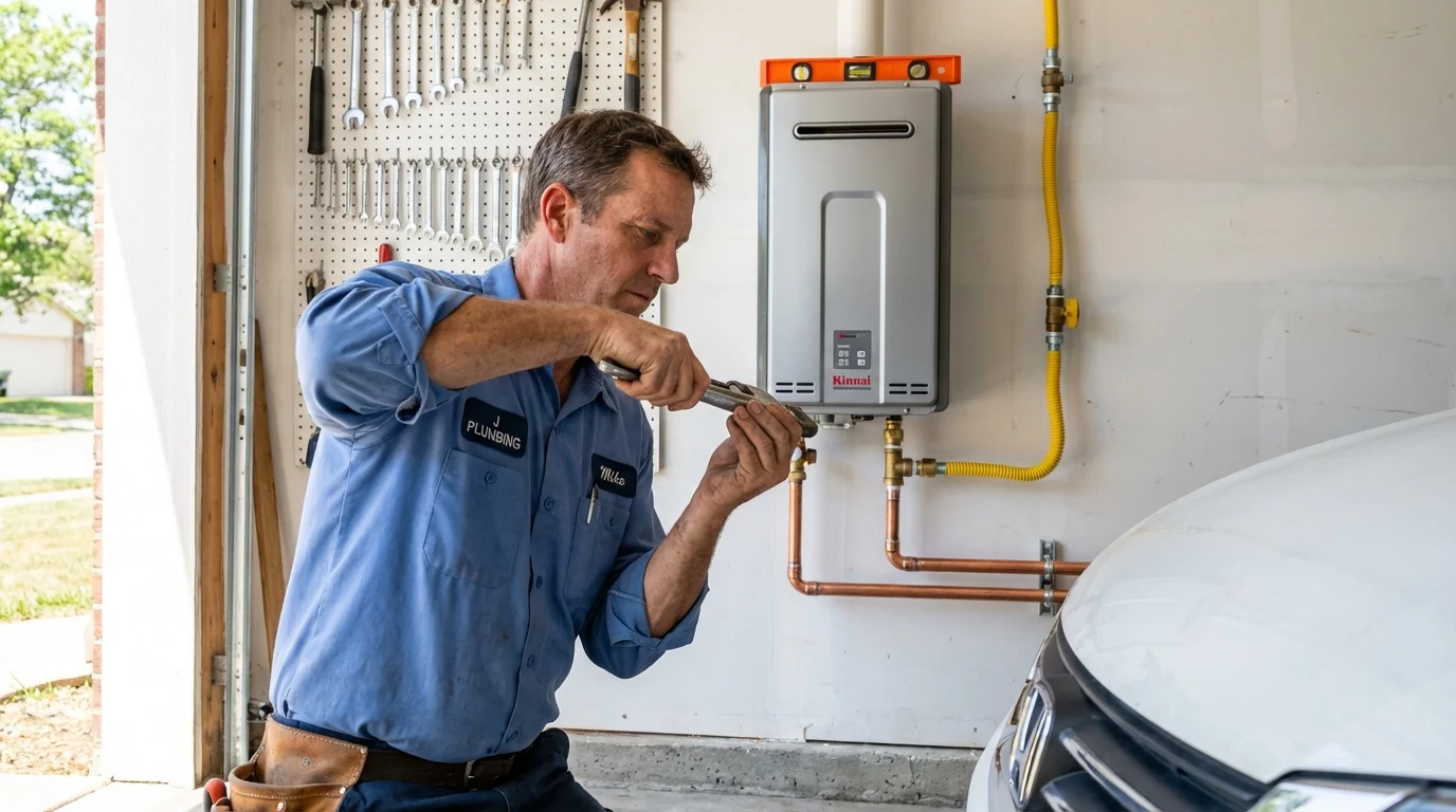 Tankless water heater installation by a Johns Plumbing LLC plumber in Bryson City